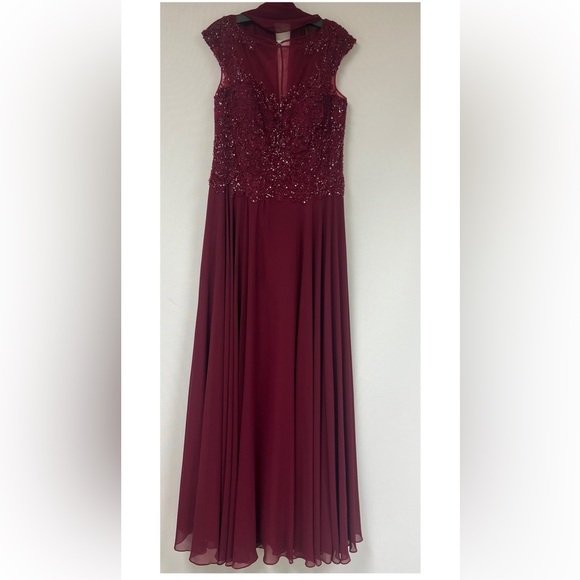 Carmen Blake by Mon Cheri beaded sleeveless fit and flare long Gown - Picture 1 of 11